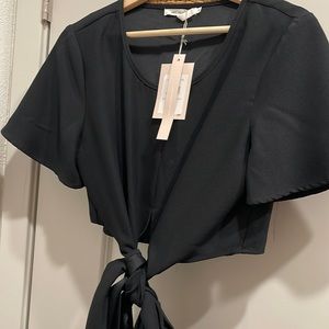 Brand new never worn Black dressy tie bow cropped top